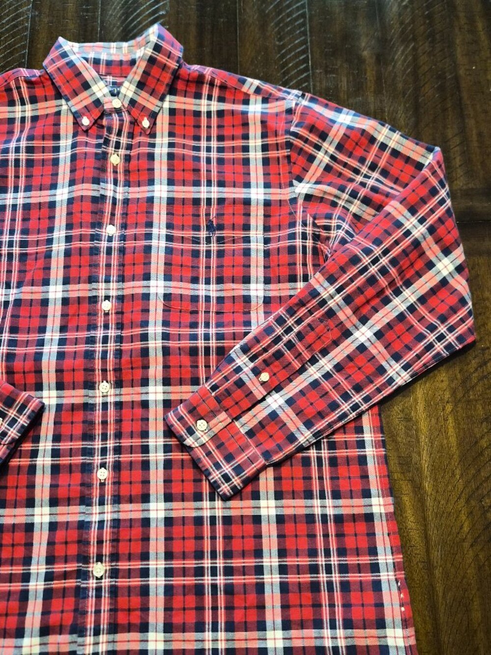 Polo Ralph Lauren Shirt Mens Sz L Classic Fit Cotton Plaid Button Down L/S G569